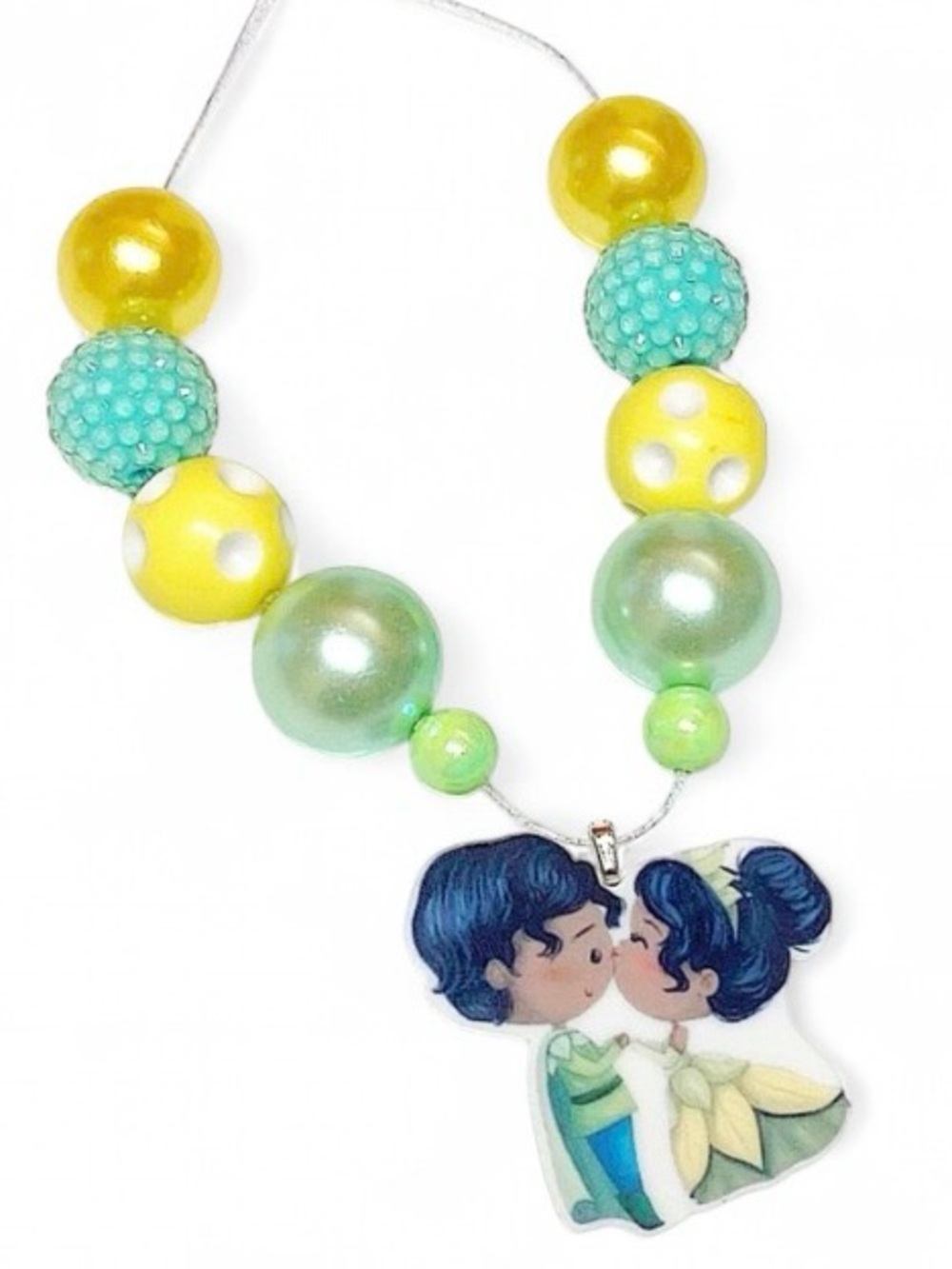Handmade Disney Princess Tiana Bubblegum Necklace Adjustable Kids Jewelry